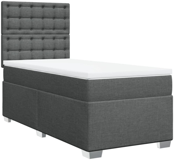 vidaXL Boxspringbett mit Matratze Dunkelgrau 90x200 cm Stoff 3290386
