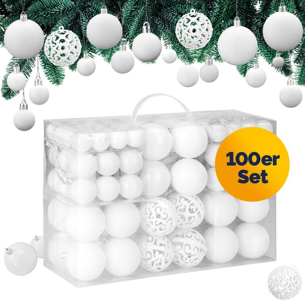 Christbaum Kugeln 100tlg. - weiß