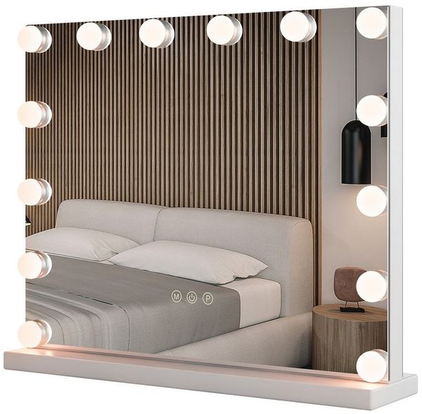 COSTWAY Schminkspiegel (1-St), Hollywood Spiegel, 14 dimmbare LED-Leuchten & 3 Lichtfarben