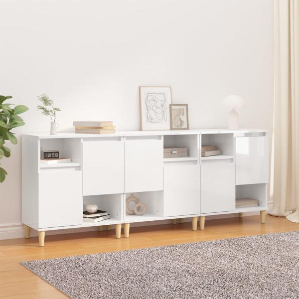 vidaXL Sideboards 3 Stk. Hochglanz-Weiß 60x35x70 cm Holzwerkstoff 3185737