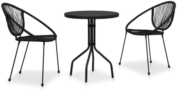 vidaXL 3-tlg. Bistro-Set PVC Rattan Schwarz 48567