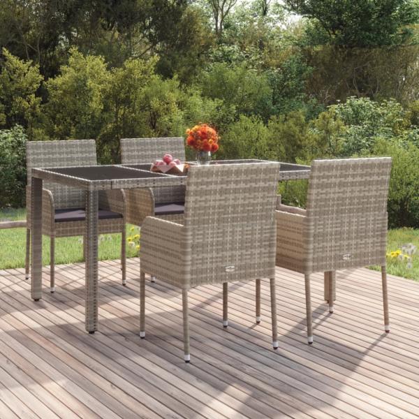 vidaXL Gartenstühle mit Kissen 4 Stk. Poly Rattan Grau 319888