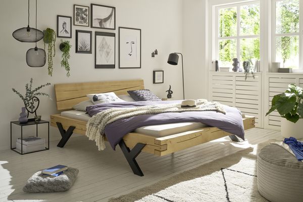 WORB Modernes Massivholzbett 180x200 - Komfortables & hochwertiges Balkenbett aus massiver Fichte - 202 x 85 x 230 cm (B/H/T)