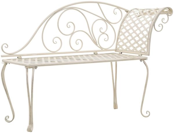 vidaXL Garten-Chaiselongue 128 cm Metall Antik Weiß 45431