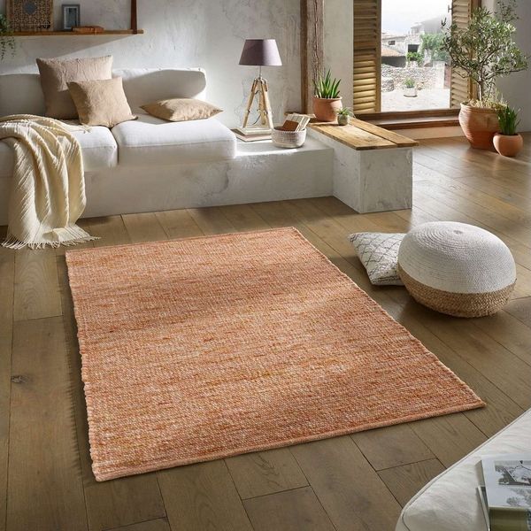 TaraCarpet Wollteppich TaraCarpet Handwebteppich Malmoe Fashion, rechteckig, Höhe: 10 mm, Handgewebter Teppich terra Wohnzimmer Schlafzimmer Esszimmer 070X130