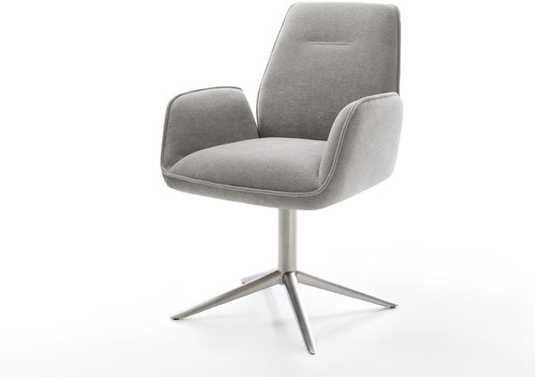 Drehstuhl Zoa-Flex Strukturstoff Soft Grau Fußkreuz Edelstahl 360° drehbar Wippfunktion Taschenfederkern
