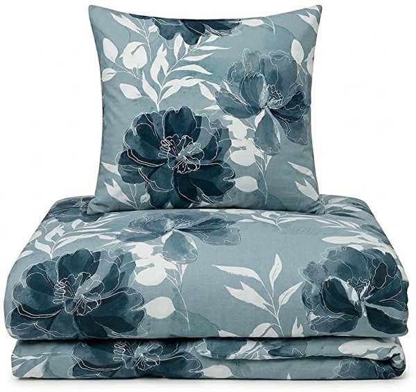Biber Bettwäsche mit floralem Design - Einzelbettwäsche aus Baumwollmix 155 x 220 cm + 80 x 80 cm Bild 2
