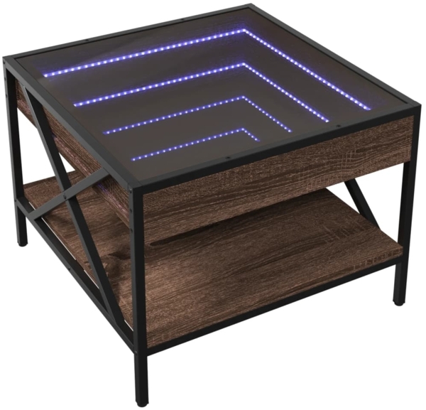 vidaXL Couchtisch mit Infinity-LED Braun Eichen-Optik 50x50x38 cm 847701 Bild 2