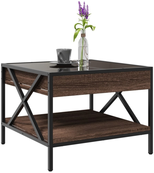 vidaXL Couchtisch mit Infinity-LED Braun Eichen-Optik 50x50x38 cm 847701 Bild 4