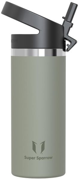Super Sparrow Trinkflasche Kinder 500ml - Breite Öffnung SwivelSip Thermosflasche - BPA-Frei Thermoskanne, Ergonomisch Trinkflaschen Strohhalm für Sport, Travel, Schule, Outdoor