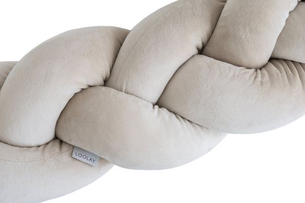 Loolay Nestchenschlange SAMT BEIGE Geflochtenes Kissen Zierkissen Dekokissen Bettumrandung, (Zugluftstopper Zugluft Schlange Wickeltischumrandung Babybett Kinderzimmer Schutz, VELOURS SAMT Bettschlange 100 150 200 300 400 cm und Länge auf Anfrage), Zug...