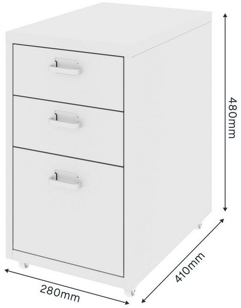 FLEXISPOT Container Rollcontainer für Ihr Büro&Home-Office, 28x48x41 cm (mobiler Aktenschrank mit 3 Schubladen, mit Rollen, Büroschrank)