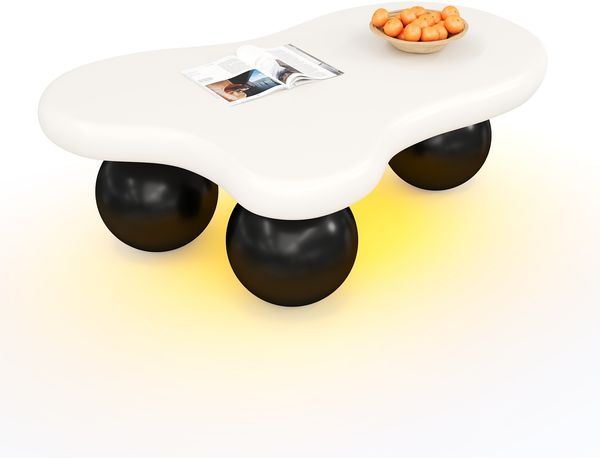 Cloud Style Couchtisch mit LED-Beleuchtung 16 Farben wählbar, Wolkenform-Design, 95x62,5x32 cm, MDF, für Wohnzimmer & Kinderzimmer