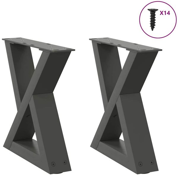 vidaXL Couchtischbeine 2 Stk. Anthrazit 30x(30-31,3) cm Stahl 4012678