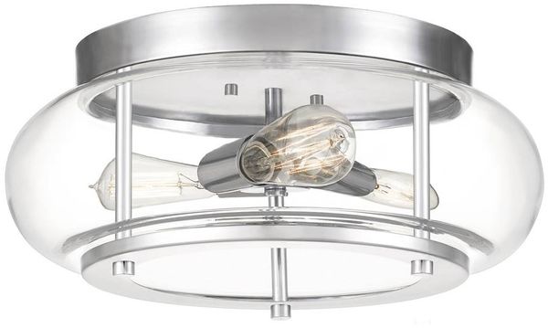 Quoizel QZ-TRILOGY-F-M-BATH Badezimmerleuchte Trilogy E27 40W IP44 Stahl, klares Glas; Chrom poliert L:40. 6cm B:40. 6cm Ø40. 6cm dimmbar