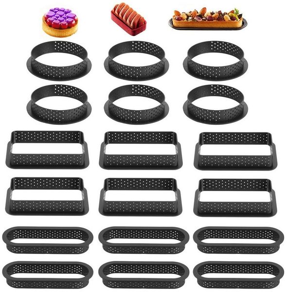 BlingBin Dessertschale 18 Stück Dessertringe Kuchenform Tartelette Förmchen Kuchenform, Kunststoff, (18er Set, 18-tlg), Mit Lüftungslöchern Antihaft Tortlettförmchen für DIY Backen