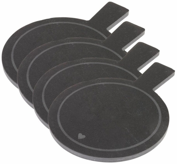 WESTMARK Servierplatte 4 Stk. Tapasplatten »Tapas + Friends«, Naturschiefer, 19 x 14 cm, Schiefer, Füßchen