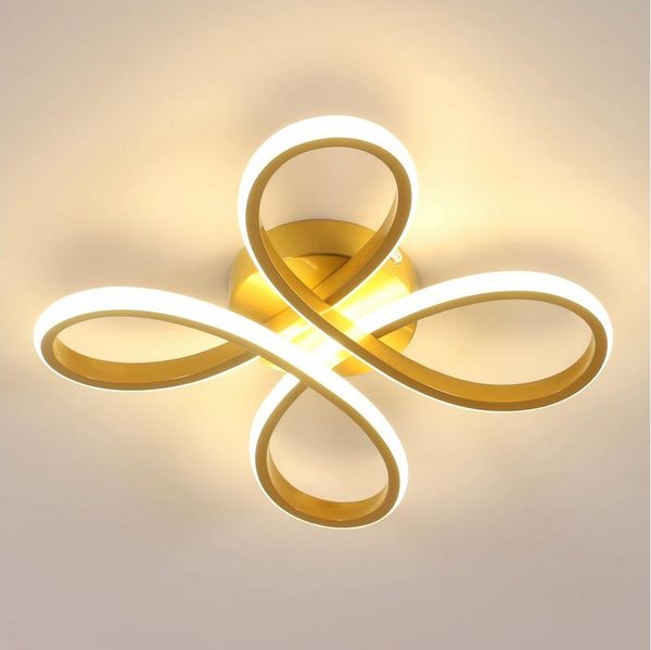 Riserva LED Deckenleuchte Blumen-Deckenleuchte Gold, 30cm LED 30W 3000K Warmlicht
