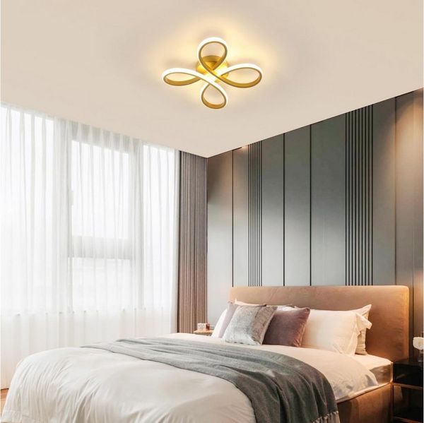 Riserva LED Deckenleuchte Blumen-Deckenleuchte Gold, 30cm LED 30W 3000K Warmlicht