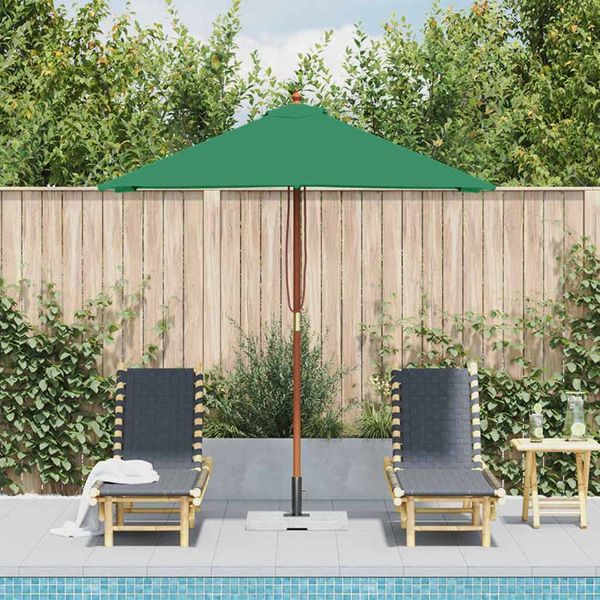 vidaXL Sonnenschirm mit Holz-Mast 150x200 cm Grün 44534