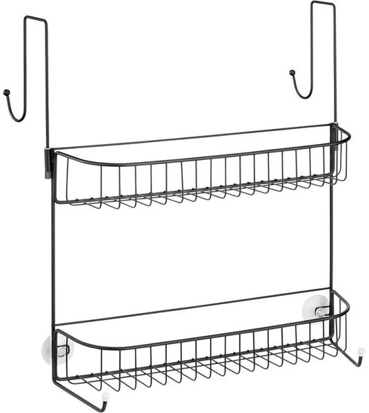 mDesign Duschregal Duschkorb Duschablage 2 Ablagen Metall Schwarz Ohne Bohren