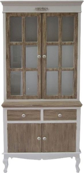 Casa Padrino Landhausstil Vitrinenschrank Weiß / Braun 89 x 40 x H. 195 cm - Landhausstil Möbel