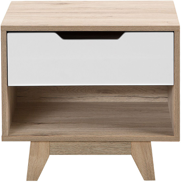 Nachttisch heller Holzfarbton / weiß SPENCER Bild 5