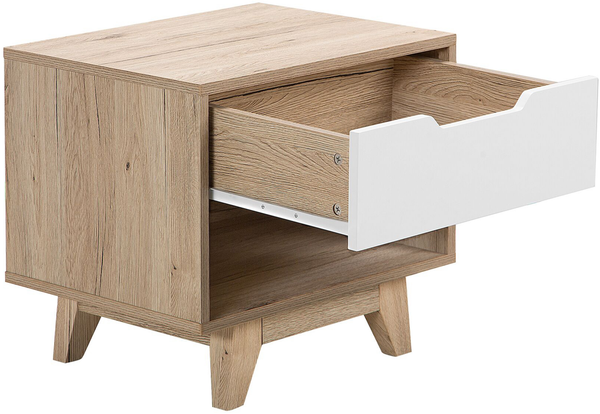 Nachttisch heller Holzfarbton / weiß SPENCER Bild 4