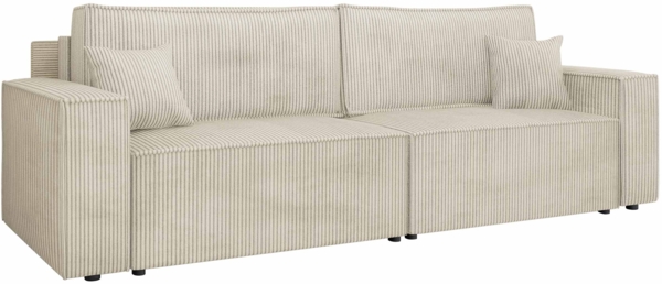 Schlafsofa Kobaro Cord mit L-Funktion, 2 Bettkästen und Schlaffunktion (Farbe: Poso 100)