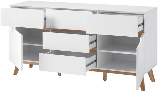 Kommode Celio 3 weiß Eiche 145 x 76 x 40 cm Schubkastenkommode Schrank Bild 2