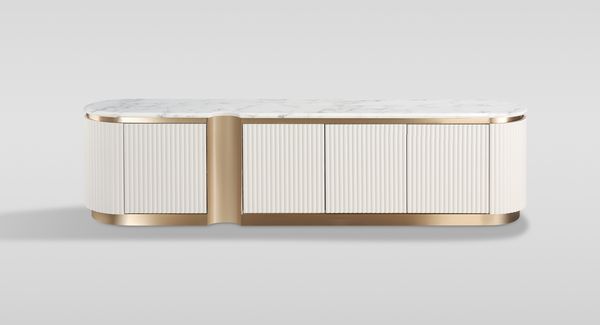 Livin Hill Stilig ST916F TV-Sideboard, MDF, Kunstmarmor, Edelstahl, 50 x 40 x 200 cm