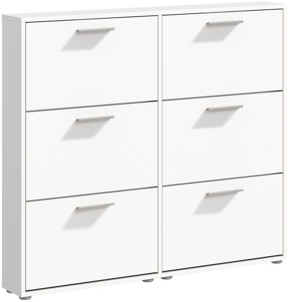 Carryhome 'SAM' Schuhkipper 6 Klappen, Holznachbildung Weiß, 116 x 103 x 17 cm, Platz für 18 Paar Schuhe