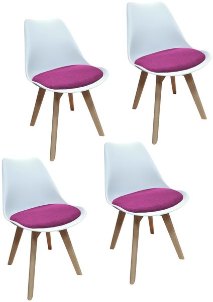Stuhl Atlanta Weiß/Webstoff Pink