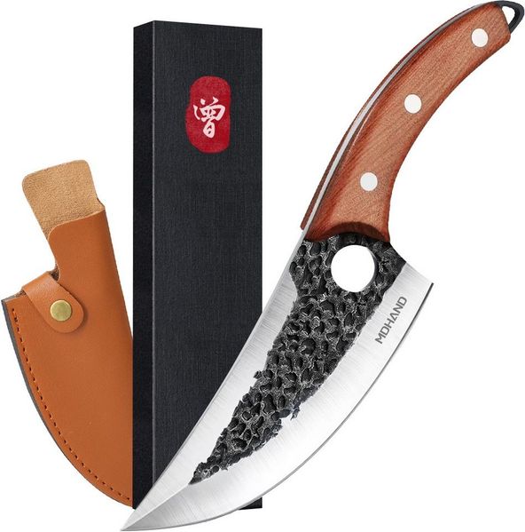 MDHAND Ausbeinmesser Set aus Metzgermesser und Kochmesser aus Kohlenstoffstahl, mit Scheiden – Ideal für heimische Küche, Camping und BBQ