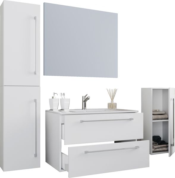 VCM Badmöbel Waschtisch Badinos 914166 Weiß H. 152 x B. 146 T. 46 cm