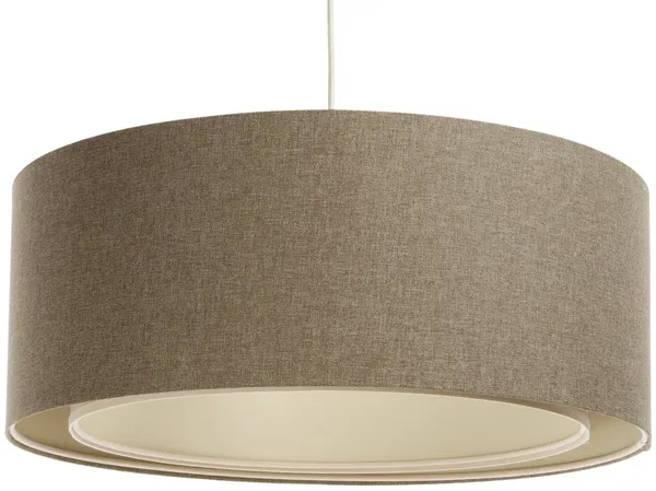 BPS Koncept 06A-018-60 Hängeleuchte BOHO ELEGANT E27 1x40W Stoff strukturiert auf PVC-Kunststoff beige, creme H:90cm Ø60cm dimmbar
