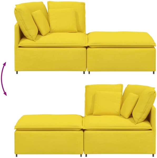vidaXL Modulares Sofa mit Fußhocker Kissen Stoff Hellgelb 3321215 Bild 7