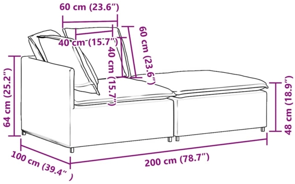 vidaXL Modulares Sofa mit Fußhocker Kissen Stoff Hellgelb 3321215 Bild 10