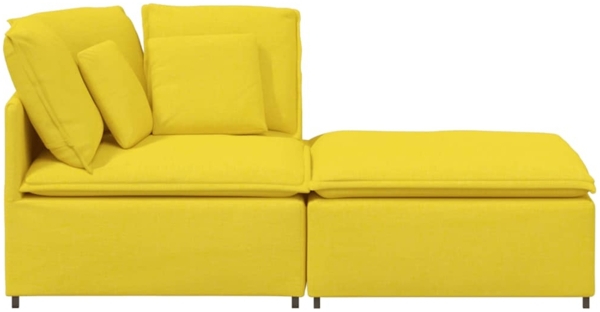 vidaXL Modulares Sofa mit Fußhocker Kissen Stoff Hellgelb 3321215 Bild 4
