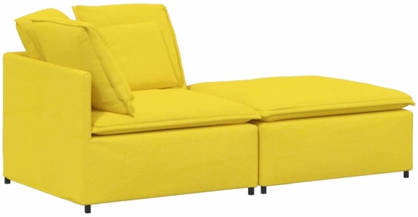 vidaXL Modulares Sofa mit Fußhocker Kissen Stoff Hellgelb 3321215 Bild 1