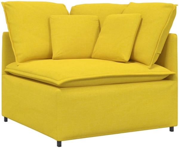 vidaXL Modulares Sofa mit Fußhocker Kissen Stoff Hellgelb 3321215 Bild 2