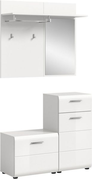 Home affaire Garderoben-Set FLORENZ, 3tlg, best. aus: Garderobenspiegelpaneel, Sitzbank & Kommode, Kombination, Kompaktgarderobe, Garderobenkombination, Garderobe Bild 3