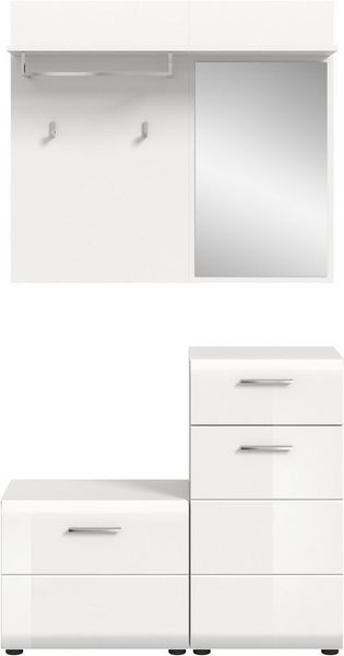 Home affaire Garderoben-Set FLORENZ, 3tlg, best. aus: Garderobenspiegelpaneel, Sitzbank & Kommode, Kombination, Kompaktgarderobe, Garderobenkombination, Garderobe Bild 2