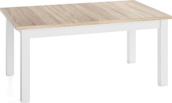 WFL GROUP Esstisch Lindberg ausziehbar verlängerbar rechteckig mit weißen Holzbeinen (MADE IN EU, XXL Groß– 120/140/150/160/200 cm ausziehbar auf 160/180/190/240/300 cm), platzsparender Tisch in Holzoptik für Küche, Esszimmer oder Wohnzimmer
