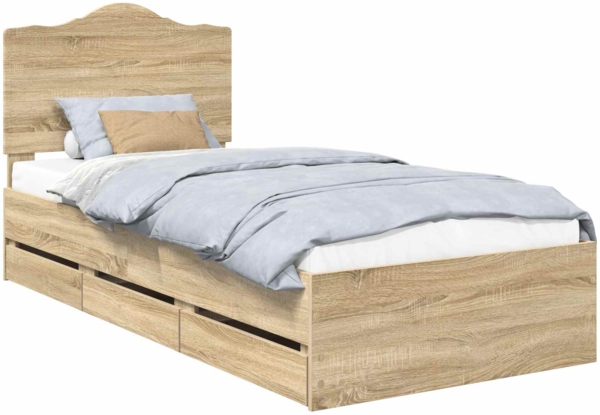 vidaXL Bettrahmen Sonoma-Eiche 100 x 200 cm Ingenieurs Holz 3413445
