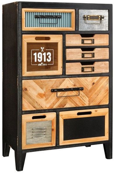 riess-ambiente Kommode SECRETS 95cm natur/braun/schwarz - Metall, Pinienholz, Kommode, massiv (Einzelartikel, 1 St), Industrial Schubladenschrank- ideal für moderne Wohn- und Schlafzimmer Bild 2