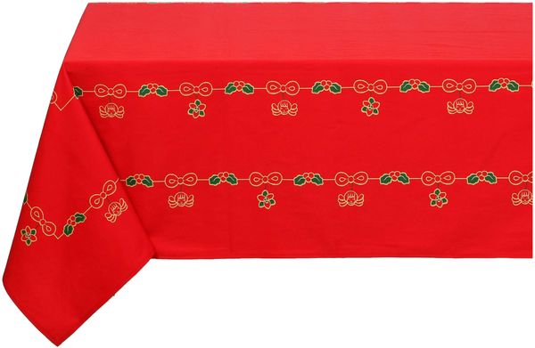 THUN, Weihnachtstischdecke für 10–12 Personen, 100% Baumwolle, Weihnachtswünsche, Geschenkidee, 150x250 cm