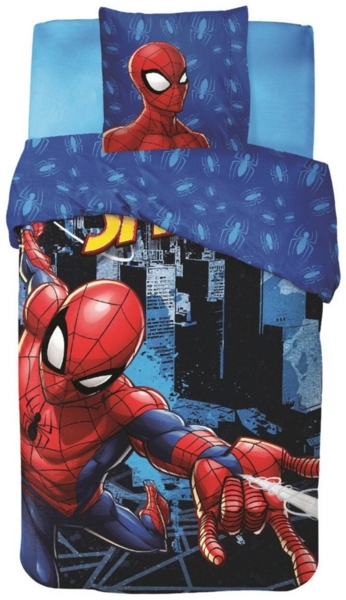 Wendebettwäsche in Blau Spiderman Bettwäsche - Abenteuer im Kinderzimmer 135x200 cm