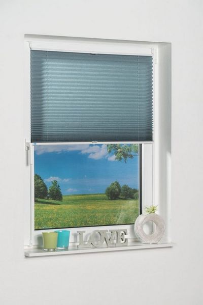 Khome Klemmfix-Plissee Petrol 130x130 cm (B x L) Lichtschutz Moderne Crushed Optik