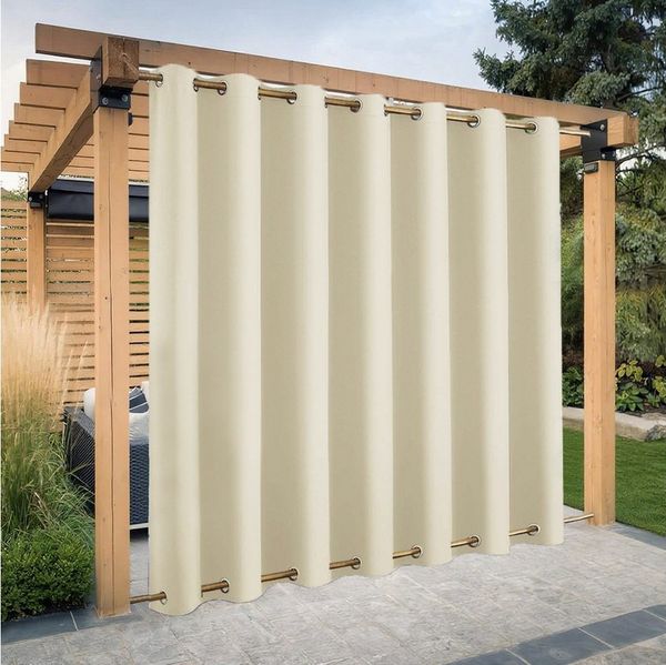 BTTO V&G Vorhang Winddichte & Wasserfeste Outdoor-Vorhänge, Top/Bottom-Ösen, Extra Large Blackout, Thermisch isoliert Home Textile